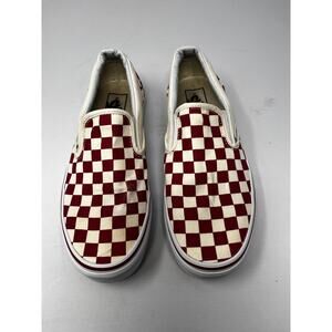 Vans Off the Wall Red and Cream Checkered Slip On Men size 6 Women size 7.5